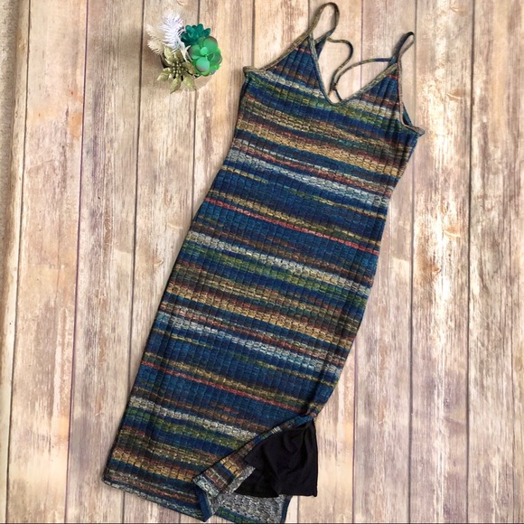 Lush Dresses & Skirts - LUSH | Multicolor Striped Knit Midi Dress